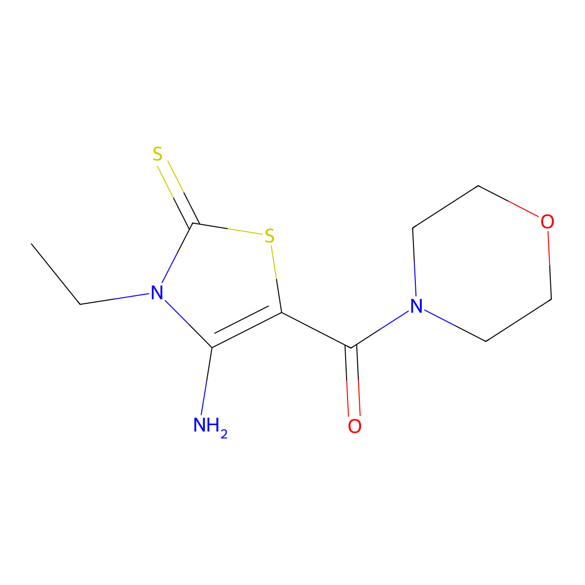 4-Amino-3-ethyl-5-(4-morpholinylcarbonyl)-1,3-thiazole-2(3H)-thione molecular structure, CAS 618072-08-5