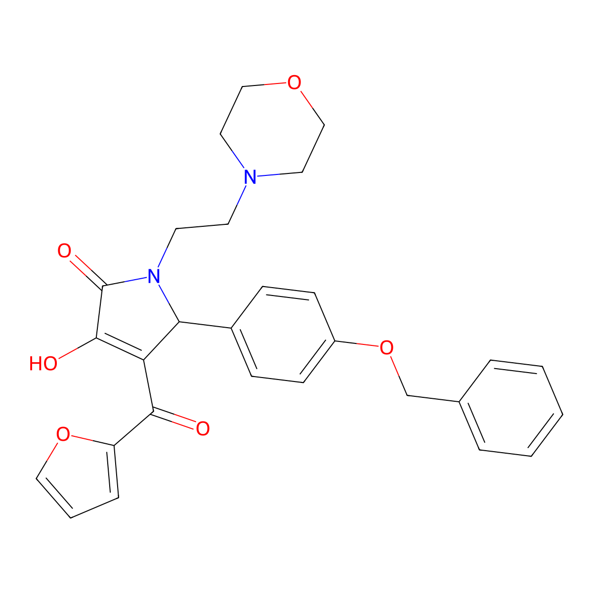 5-[4-(Benzyloxy)phenyl]-4-(2-furoyl)-3-hydroxy-1-[2-(4-morpholinyl)ethyl]-1,5-dihydro-2H-pyrrol-2-one molecular structure, CAS 618072-35-8