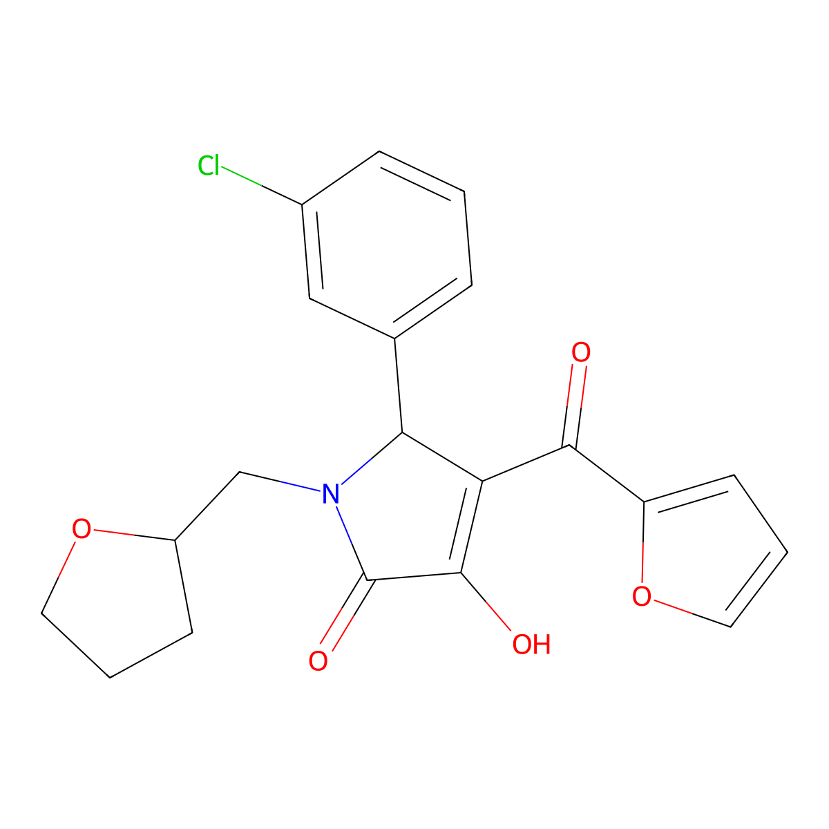 5-(3-Chlorophenyl)-4-(furan-2-carbonyl)-3-hydroxy-1-((tetrahydrofuran-2-yl)methyl)-1H-pyrrol-2(5H)-one molecular structure, CAS 618072-37-0