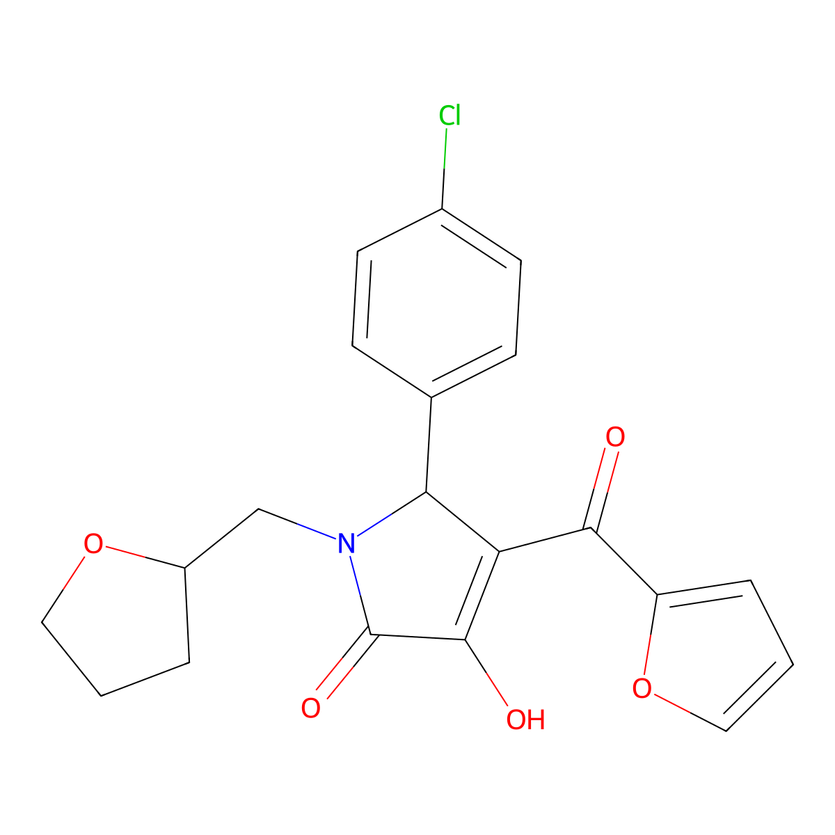 5-(4-Chlorophenyl)-4-(furan-2-carbonyl)-3-hydroxy-1-((tetrahydrofuran-2-yl)methyl)-1H-pyrrol-2(5H)-one molecular structure, CAS 618072-38-1