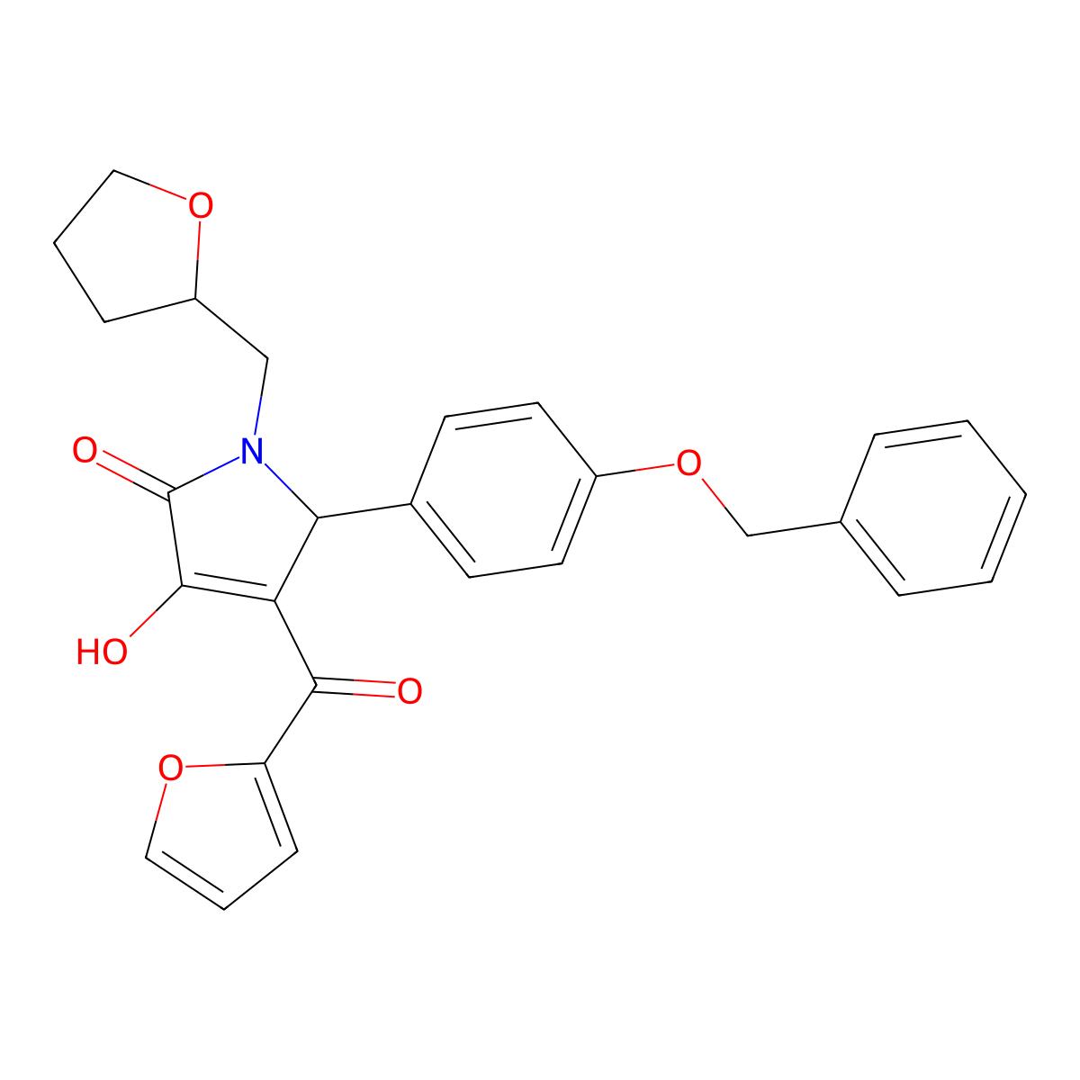 5-(4-(Benzyloxy)phenyl)-4-(furan-2-carbonyl)-3-hydroxy-1-((tetrahydrofuran-2-yl)methyl)-1H-pyrrol-2(5H)-one molecular structure, CAS 618072-41-6