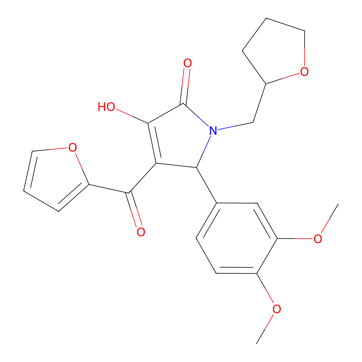 5-(3,4-Dimethoxyphenyl)-4-(furan-2-carbonyl)-3-hydroxy-1-((tetrahydrofuran-2-yl)methyl)-1H-pyrrol-2(5H)-one molecular structure, CAS 618072-42-7
