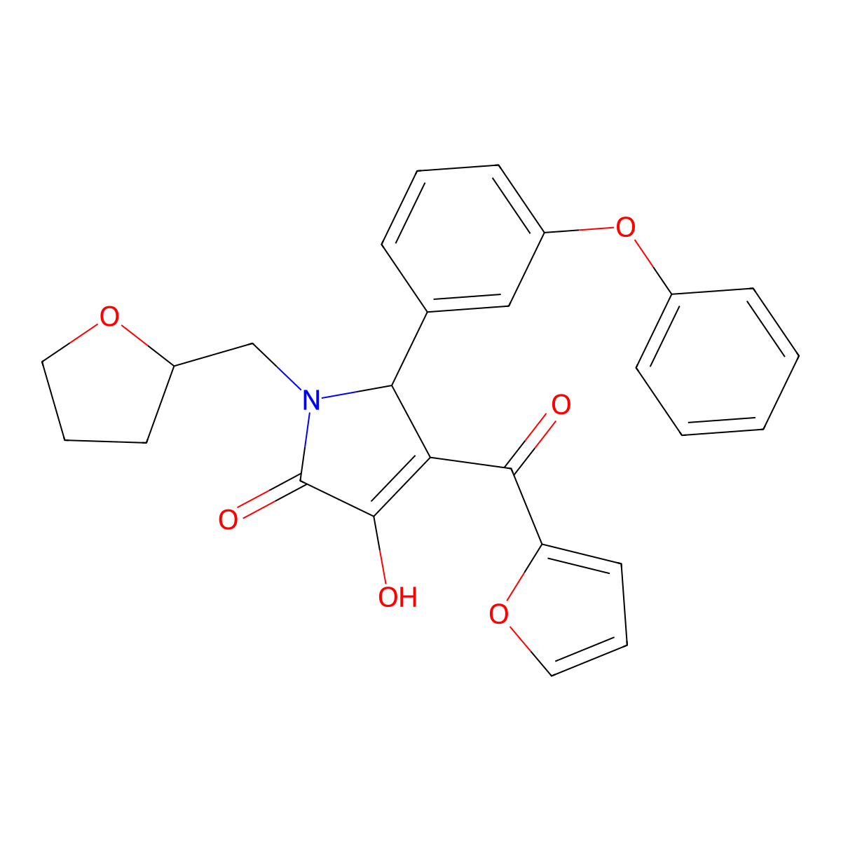 4-(2-furoyl)-3-hydroxy-5-(3-phenoxyphenyl)-1-(tetrahydro-2-furanylmethyl)-1,5-dihydro-2H-pyrrol-2-one molecular structure, CAS 618072-44-9