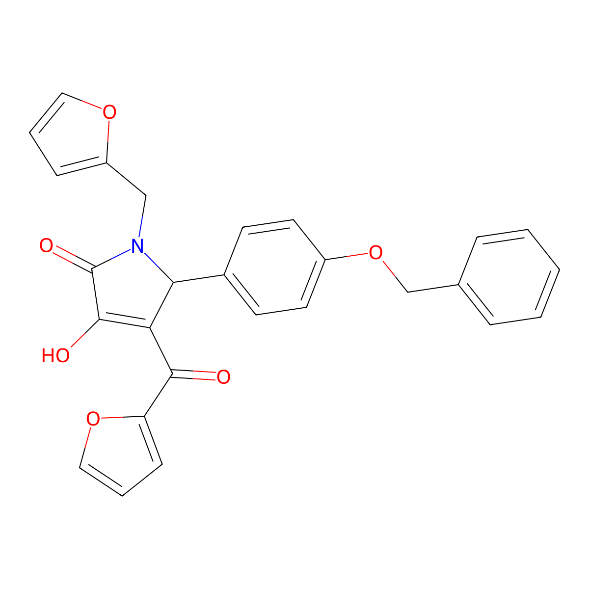 5-(4-(Benzyloxy)phenyl)-4-(furan-2-carbonyl)-1-(furan-2-ylmethyl)-3-hydroxy-1H-pyrrol-2(5H)-one molecular structure, CAS 618072-46-1