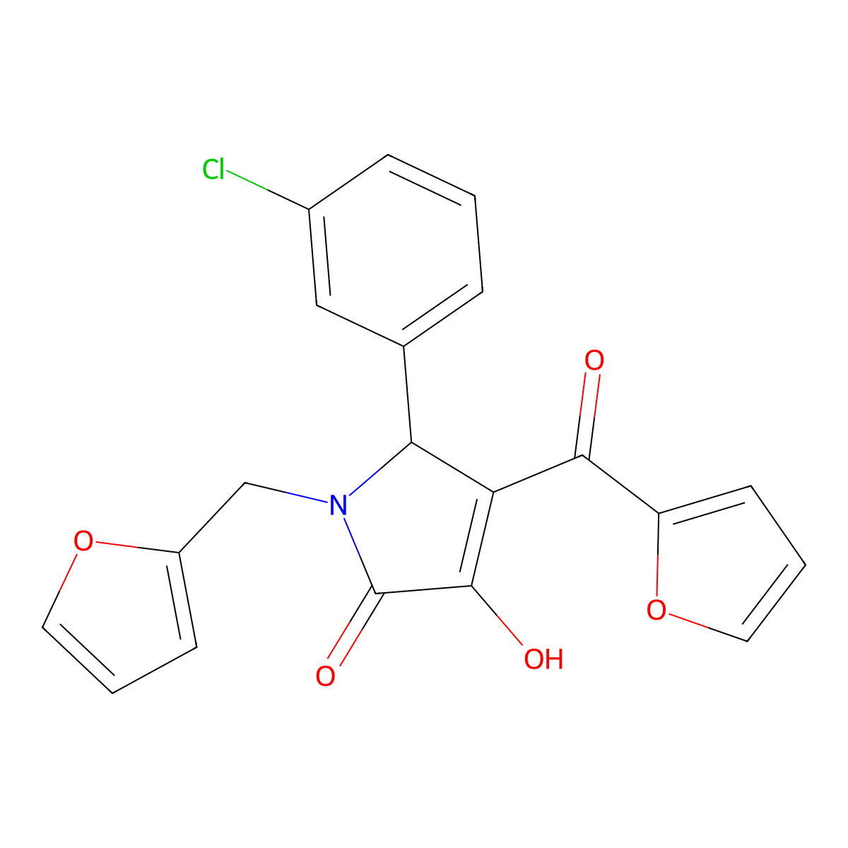 5-(3-Chlorophenyl)-4-(furan-2-carbonyl)-1-(furan-2-ylmethyl)-3-hydroxy-1H-pyrrol-2(5H)-one molecular structure, CAS 618072-49-4