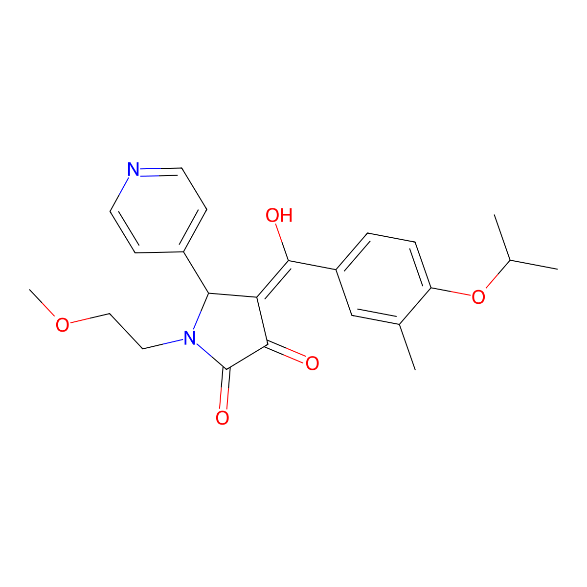 3-hydroxy-1-(2-methoxyethyl)-4-[3-methyl-4-(propan-2-yloxy)benzoyl]-5-(pyridin-4-yl)-2,5-dihydro-1H-pyrrol-2-one molecular structure, CAS 618072-50-7