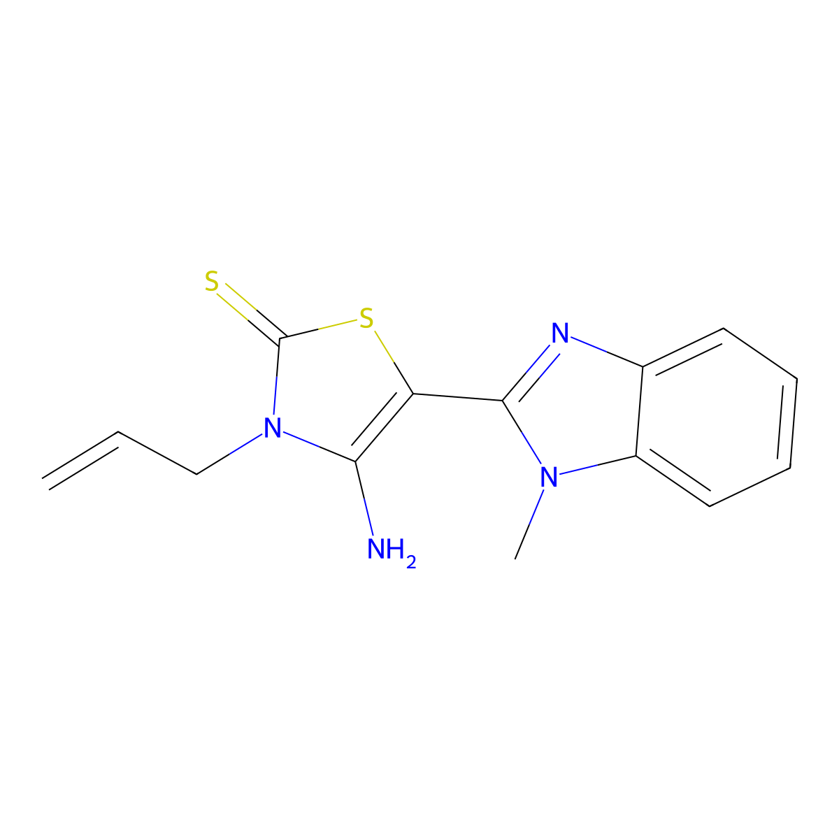 3-Allyl-4-amino-5-(1-methyl-1H-benzimidazol-2-YL)-1,3-thiazole-2(3H)-thione molecular structure, CAS 618072-96-1