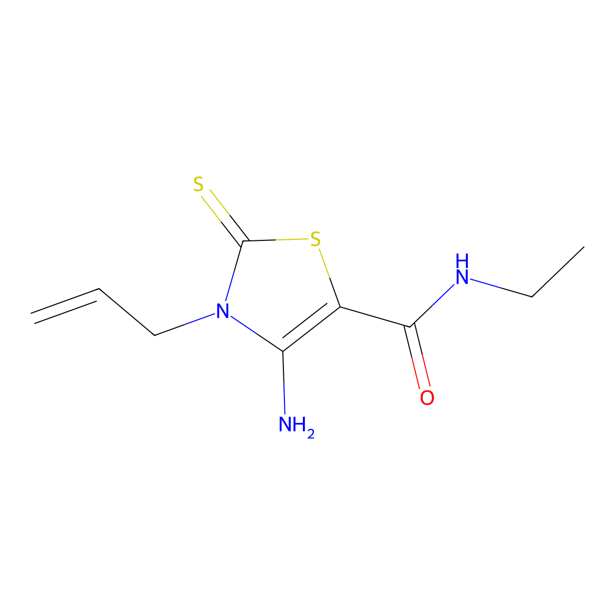 3-Allyl-4-amino-N-ethyl-2-thioxo-2,3-dihydro-1,3-thiazole-5-carboxamide molecular structure, CAS 618072-98-3