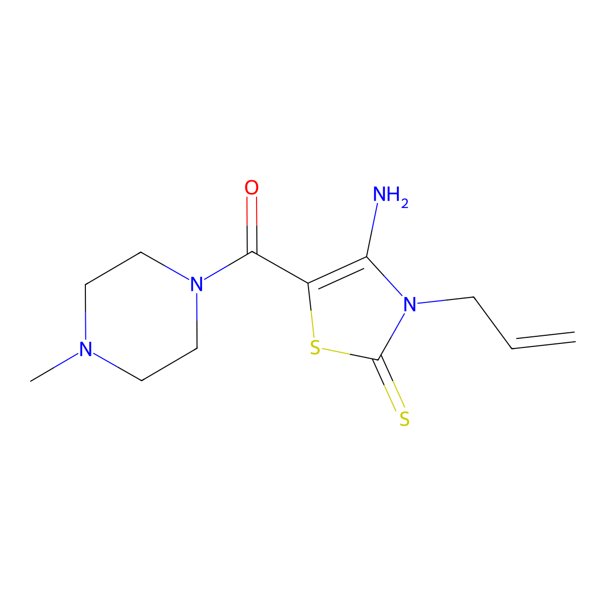 3-Allyl-4-amino-5-((4-methyl-1-piperazinyl)carbonyl)-1,3-thiazole-2(3H)-thione molecular structure, CAS 618073-01-1