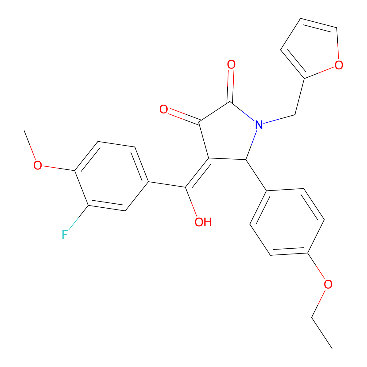 5-(4-ethoxyphenyl)-4-(3-fluoro-4-methoxybenzoyl)-1-(furan-2-ylmethyl)-3-hydroxy-1H-pyrrol-2(5H)-one molecular structure, CAS 618073-28-2