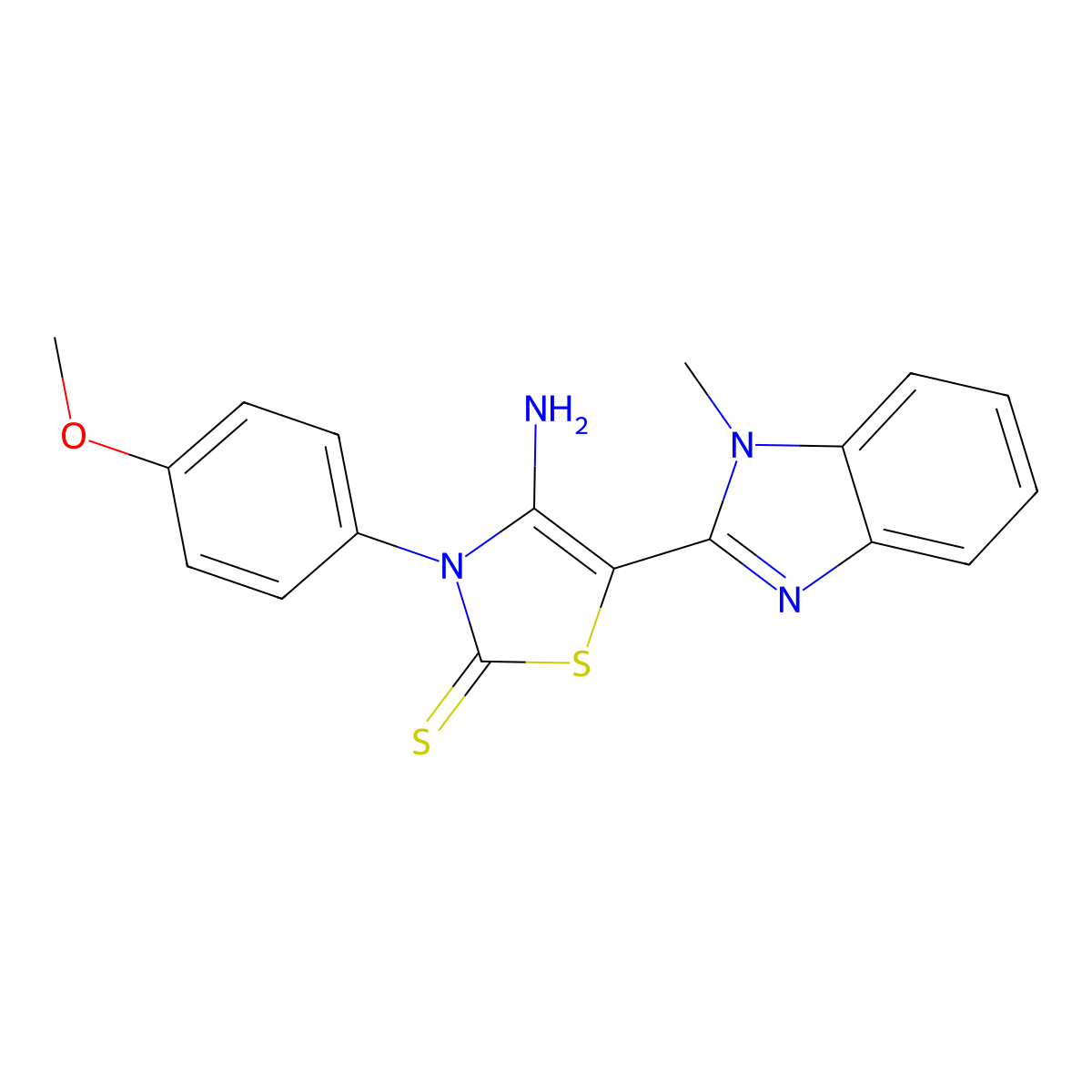 4-Amino-3-(4-methoxyphenyl)-5-(1-methyl-1H-benzimidazol-2-YL)-1,3-thiazole-2(3H)-thione molecular structure, CAS 618073-56-6