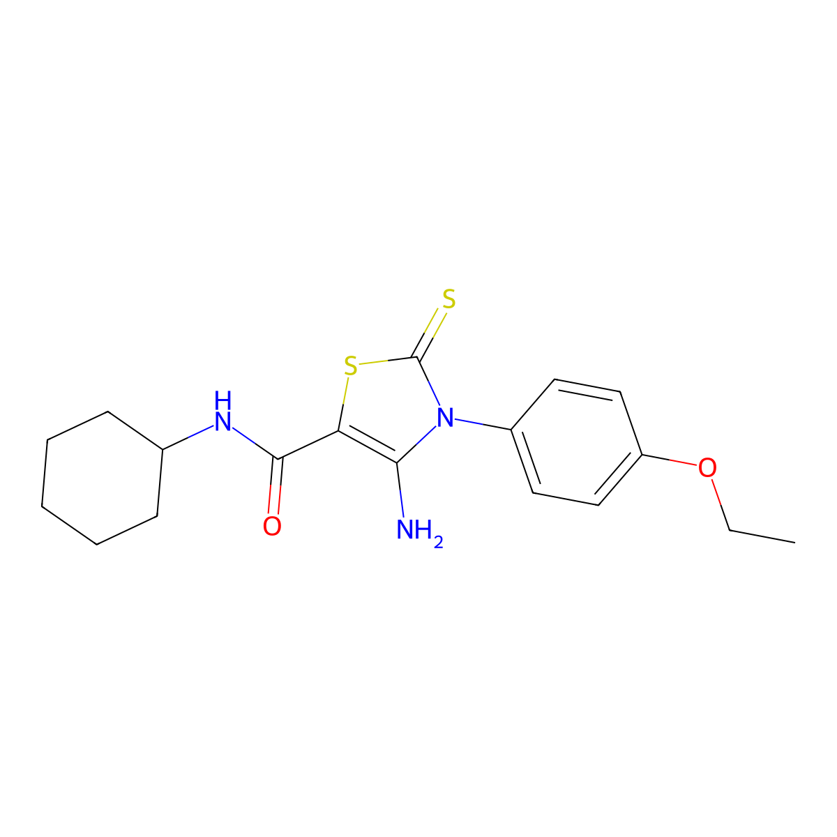 4-Amino-N-cyclohexyl-3-(4-ethoxyphenyl)-2-thioxo-2,3-dihydro-1,3-thiazole-5-carboxamide molecular structure, CAS 618073-58-8