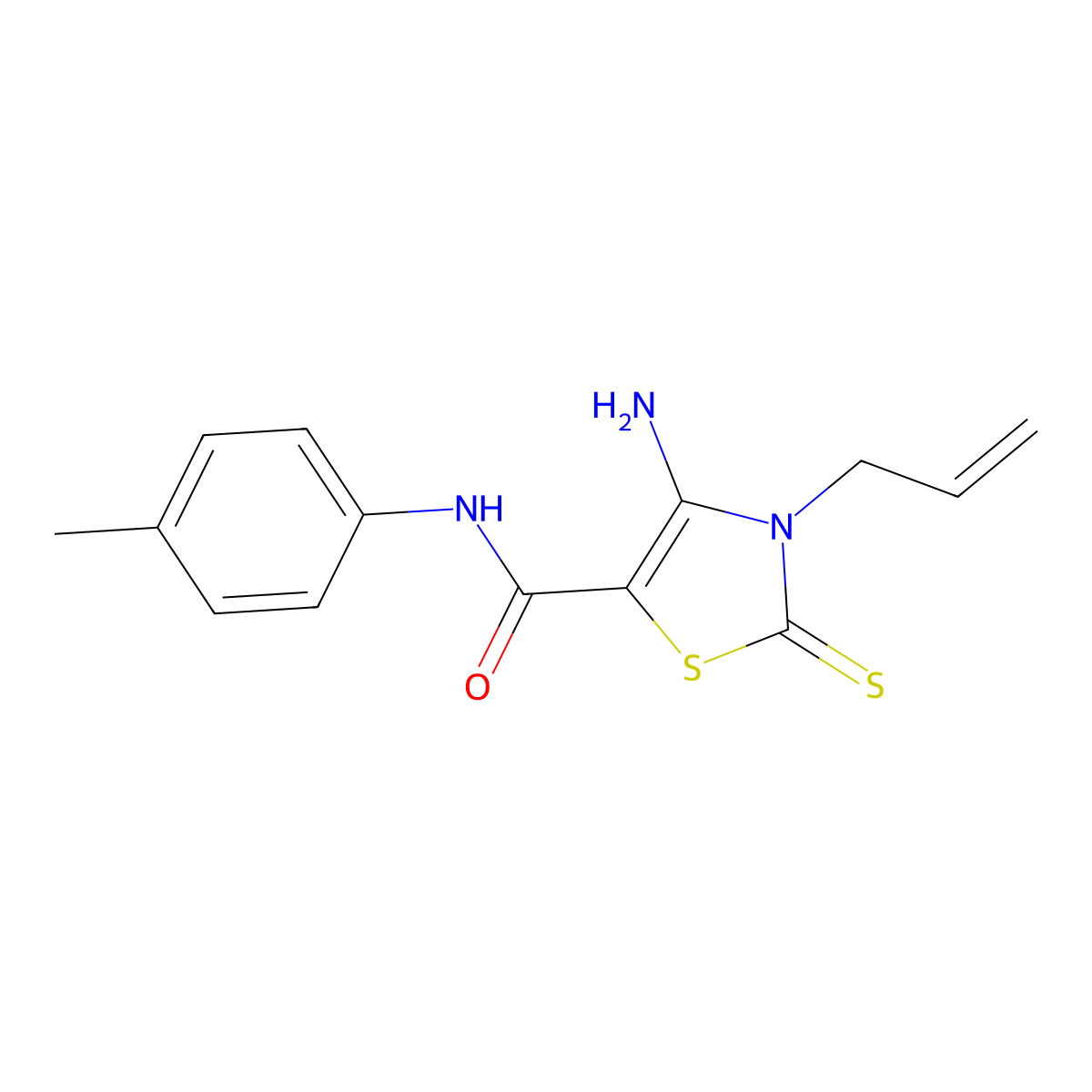3-Allyl-4-amino-N-(4-methylphenyl)-2-thioxo-2,3-dihydro-1,3-thiazole-5-carboxamide molecular structure, CAS 618073-60-2