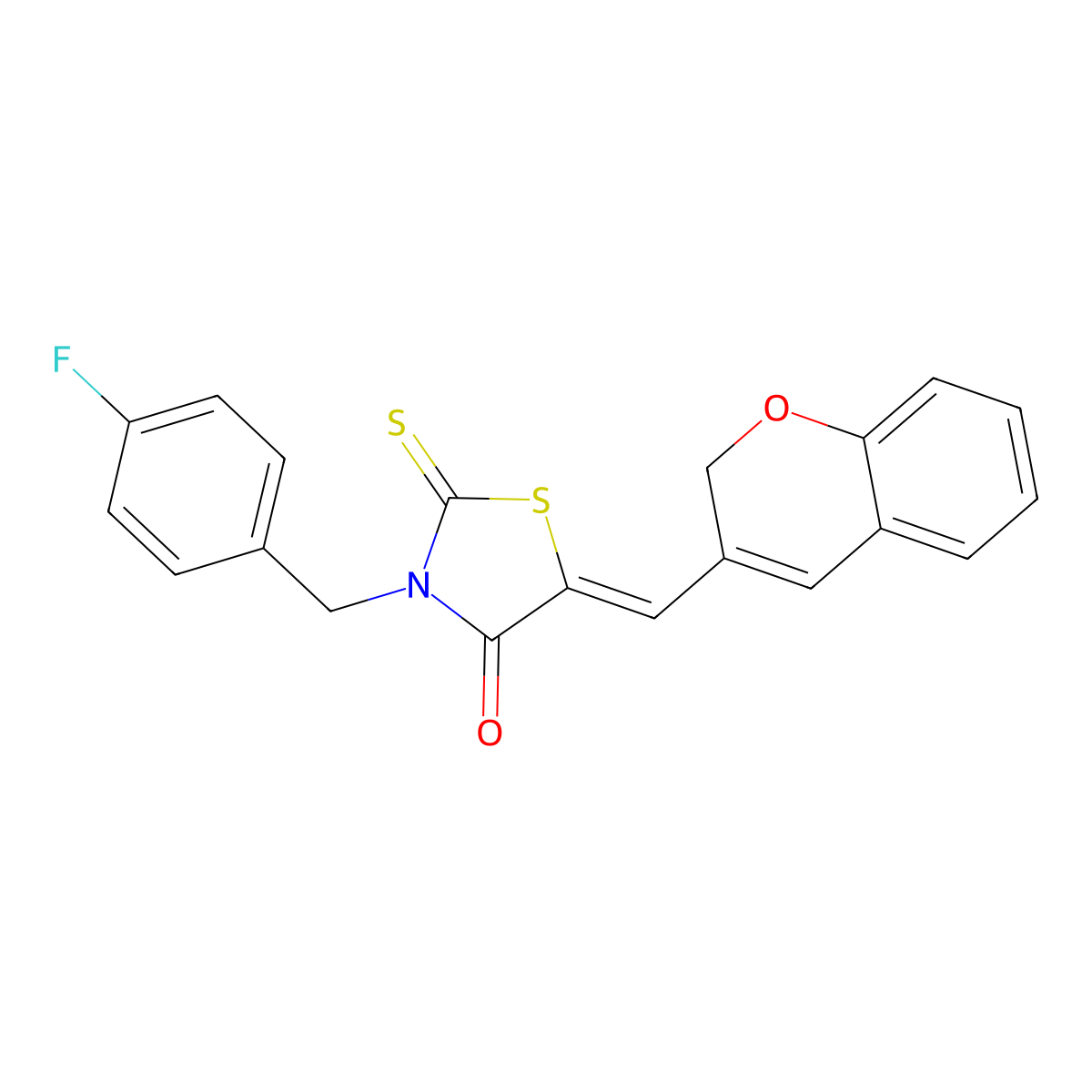5-(2H-Chromen-3-ylmethylene)-3-(4-fluorobenzyl)-2-thioxo-1,3-thiazolidin-4-one molecular structure, CAS 618074-32-1