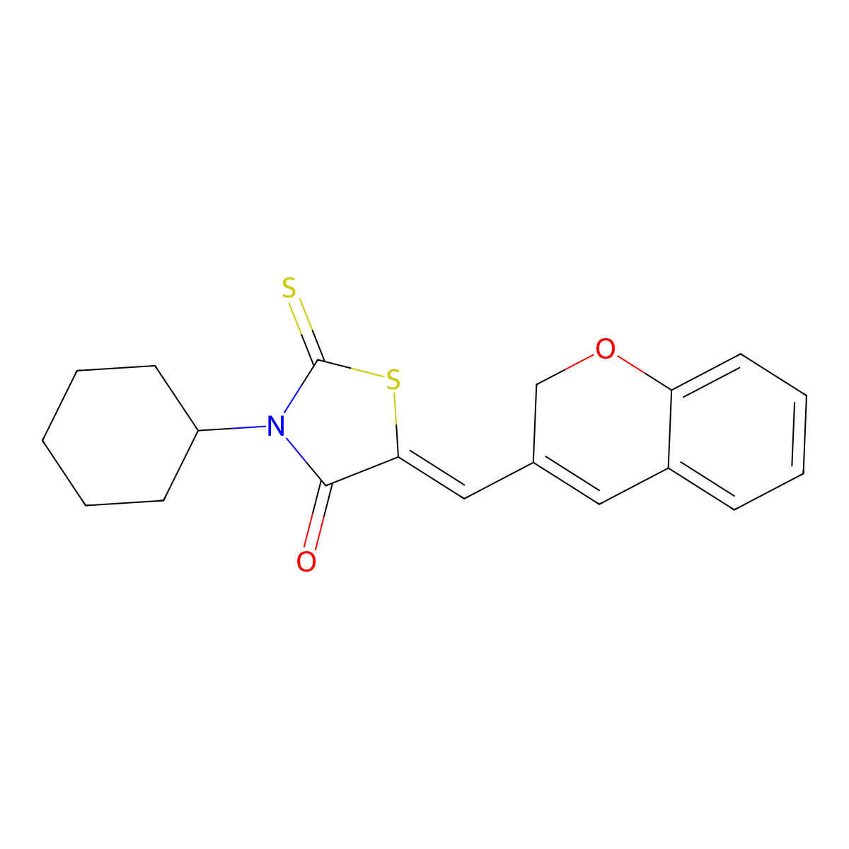 5-((2H-Chromen-3-yl)methylene)-3-cyclohexyl-2-thioxothiazolidin-4-one molecular structure, CAS 618074-80-9