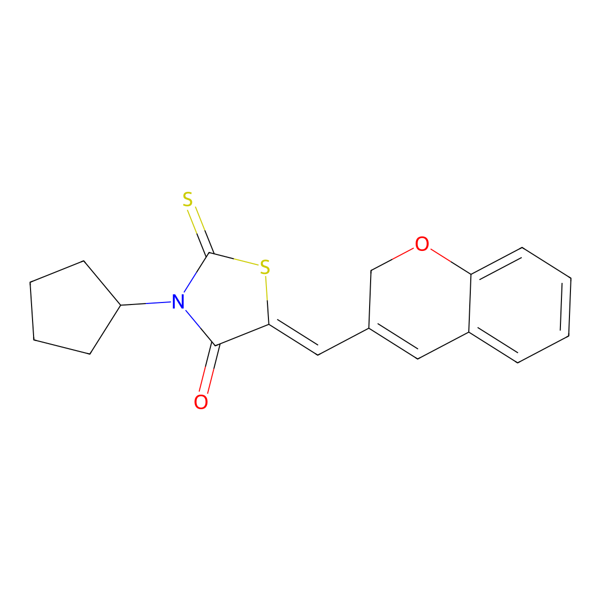 5-((2H-Chromen-3-yl)methylene)-3-cyclopentyl-2-thioxothiazolidin-4-one molecular structure, CAS 618074-84-3