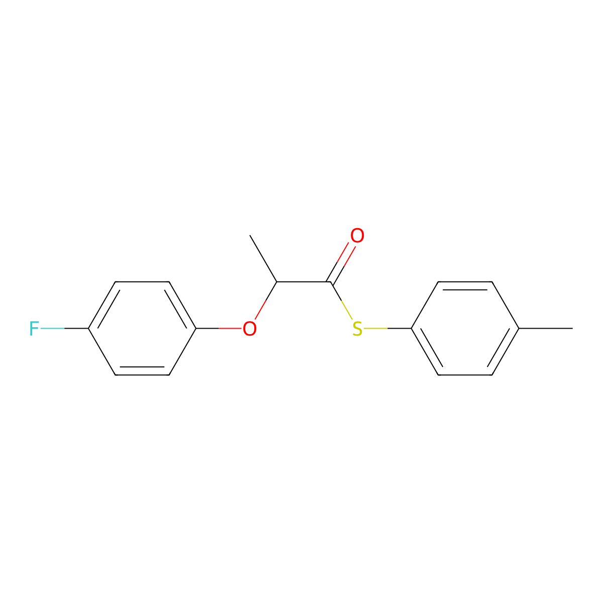 S-(4-methylphenyl) 2-(4-fluorophenoxy)propanethioate molecular structure, CAS 618074-96-7