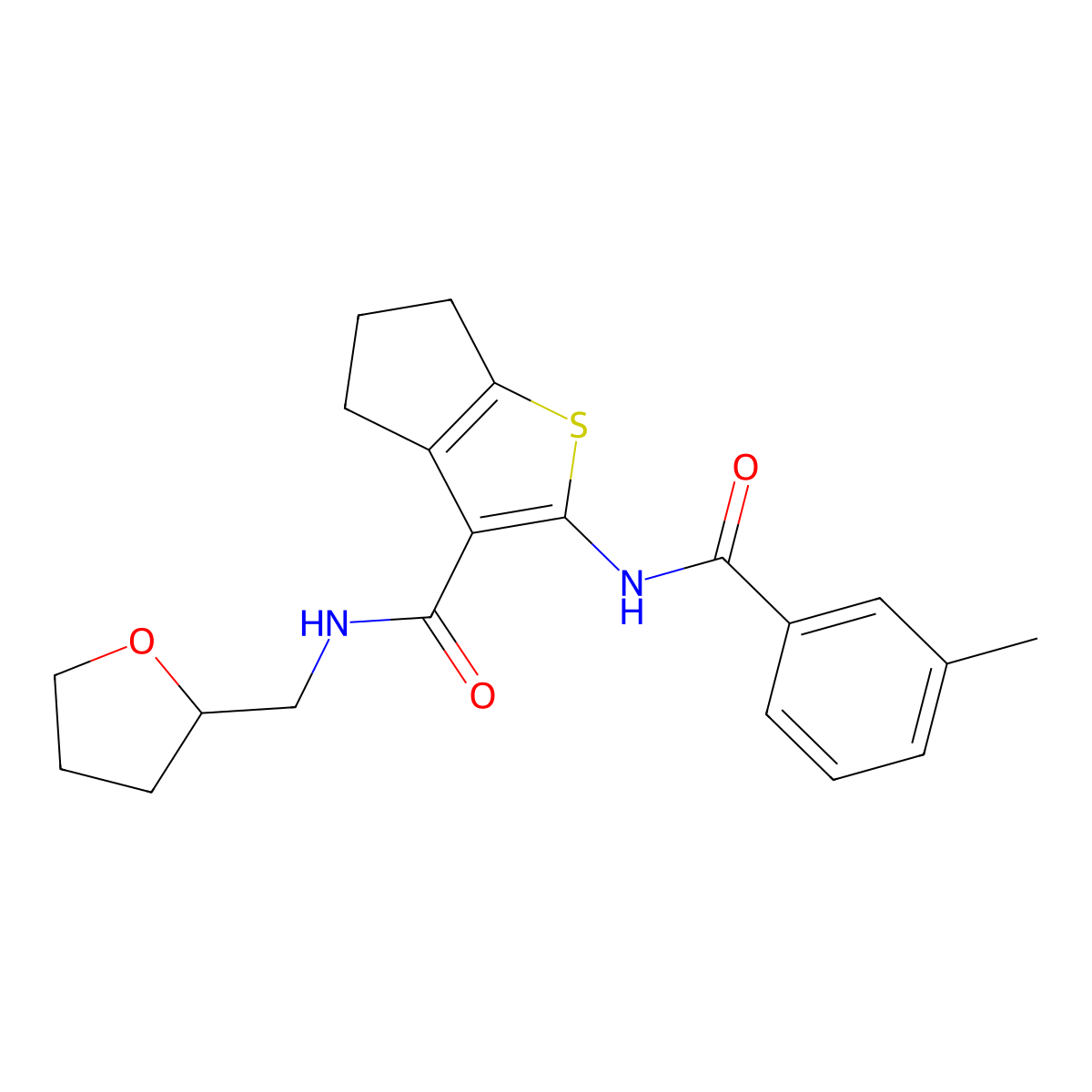 2-(3-methylbenzamido)-N-[(oxolan-2-yl)methyl]-4H,5H,6H-cyclopenta[b]thiophene-3-carboxamide molecular structure, CAS 618076-37-2
