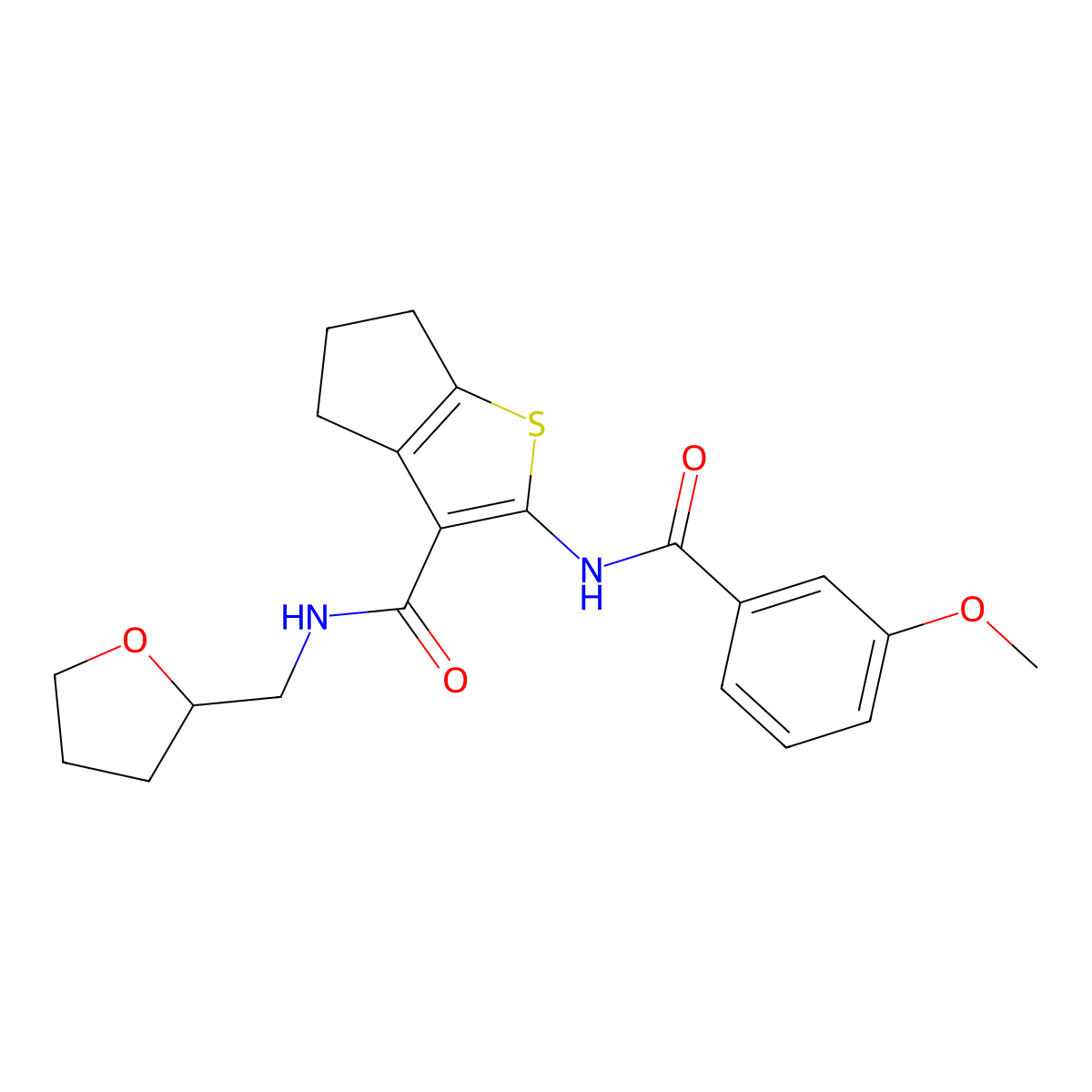 2-(3-methoxybenzamido)-N-[(oxolan-2-yl)methyl]-4H,5H,6H-cyclopenta[b]thiophene-3-carboxamide molecular structure, CAS 618076-45-2