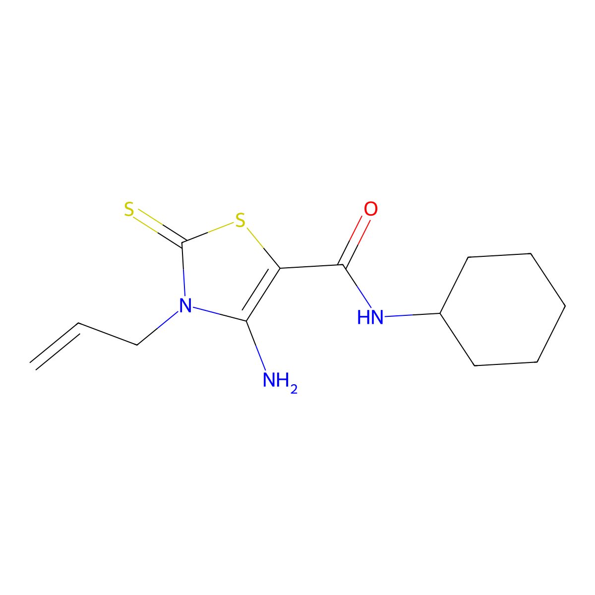 3-Allyl-4-amino-N-cyclohexyl-2-thioxo-2,3-dihydro-1,3-thiazole-5-carboxamide molecular structure, CAS 618076-62-3