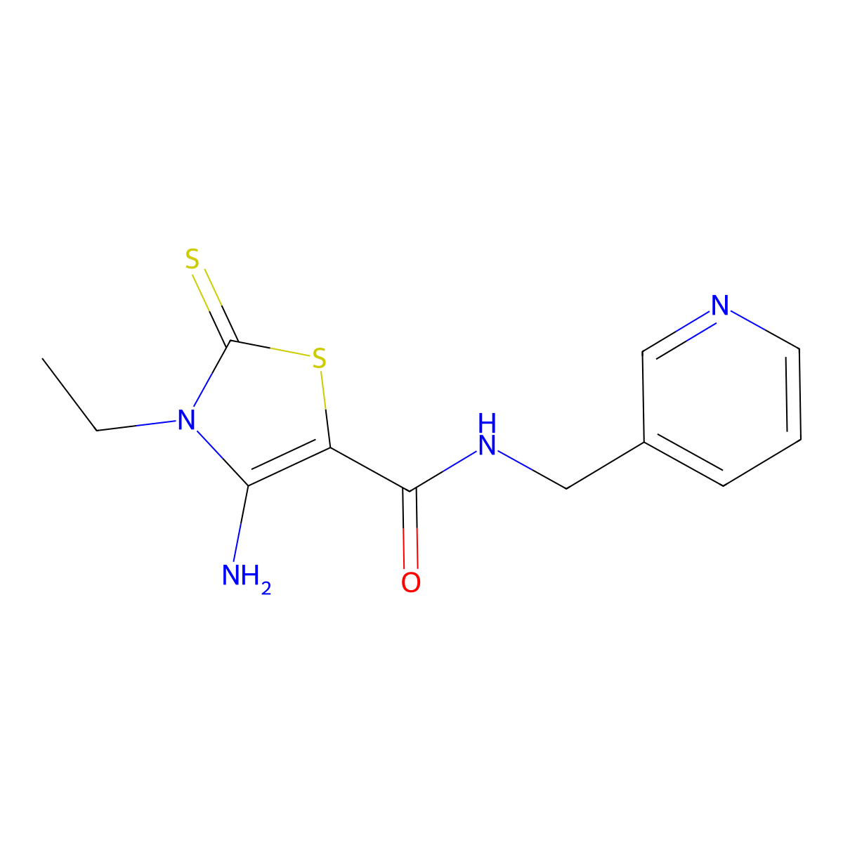 4-Amino-3-ethyl-N-(3-pyridinylmethyl)-2-thioxo-2,3-dihydro-1,3-thiazole-5-carboxamide molecular structure, CAS 618076-71-4