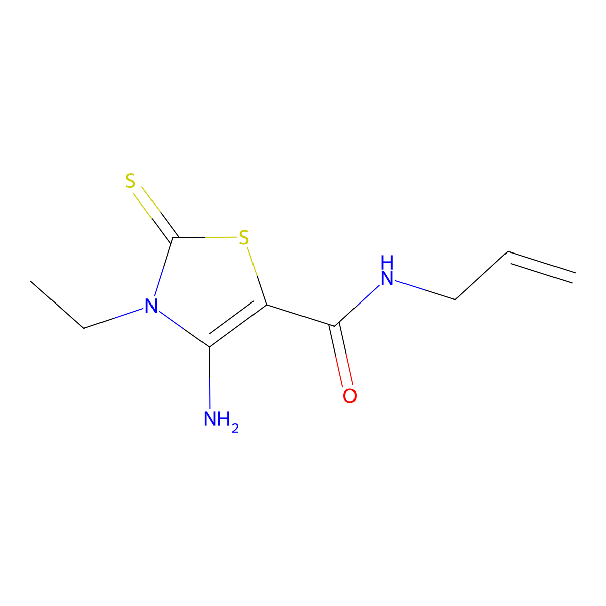 N-Allyl-4-amino-3-ethyl-2-thioxo-2,3-dihydro-1,3-thiazole-5-carboxamide molecular structure, CAS 618076-74-7