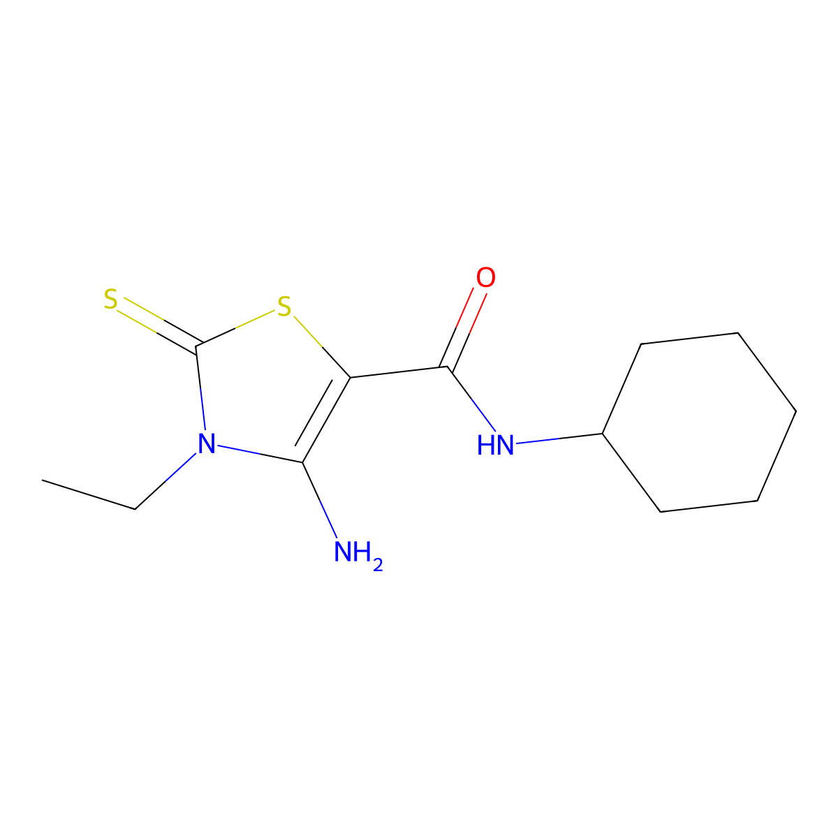 4-Amino-N-cyclohexyl-3-ethyl-2-thioxo-2,3-dihydro-1,3-thiazole-5-carboxamide molecular structure, CAS 618076-90-7
