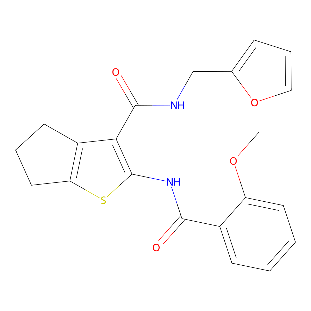 N-(2-furylmethyl)-2-[(2-methoxybenzoyl)amino]-5,6-dihydro-4H-cyclopenta[b]thiophene-3-carboxamide molecular structure, CAS 618078-55-0