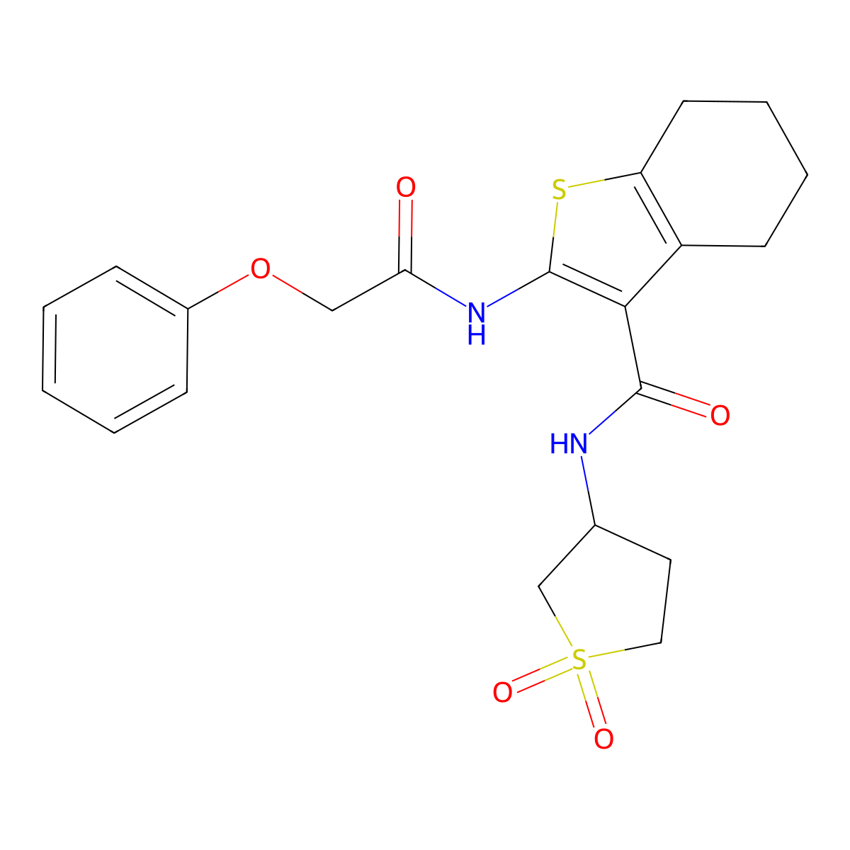 N-(1,1-dioxidotetrahydrothiophen-3-yl)-2-[(phenoxyacetyl)amino]-4,5,6,7-tetrahydro-1-benzothiophene-3-carboxamide molecular structure, CAS 618078-82-3