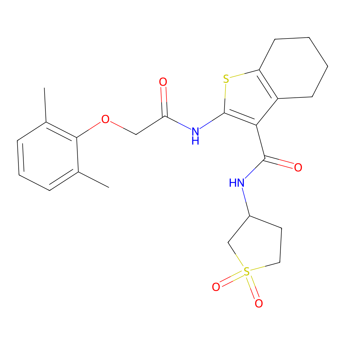 2-{[(2,6-Dimethylphenoxy)acetyl]amino}-N-(1,1-dioxidotetrahydro-3-thienyl)-4,5,6,7-tetrahydro-1-benzothiophene-3-carboxamide molecular structure, CAS 618078-88-9