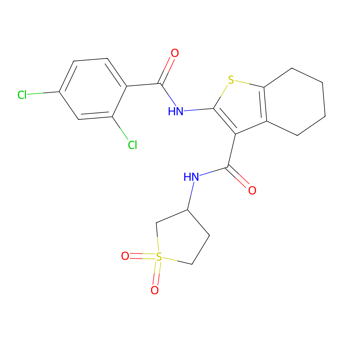 2-[(2,4-dichlorobenzoyl)amino]-N-(1,1-dioxidotetrahydro-3-thienyl)-4,5,6,7-tetrahydro-1-benzothiophene-3-carboxamide molecular structure, CAS 618078-91-4