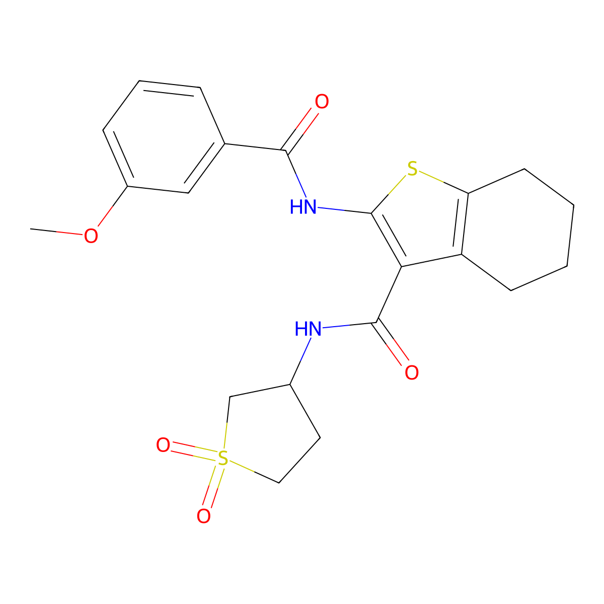 N-(1,1-Dioxidotetrahydro-3-thienyl)-2-[(3-methoxybenzoyl)amino]-4,5,6,7-tetrahydro-1-benzothiophene-3-carboxamide molecular structure, CAS 618079-06-4
