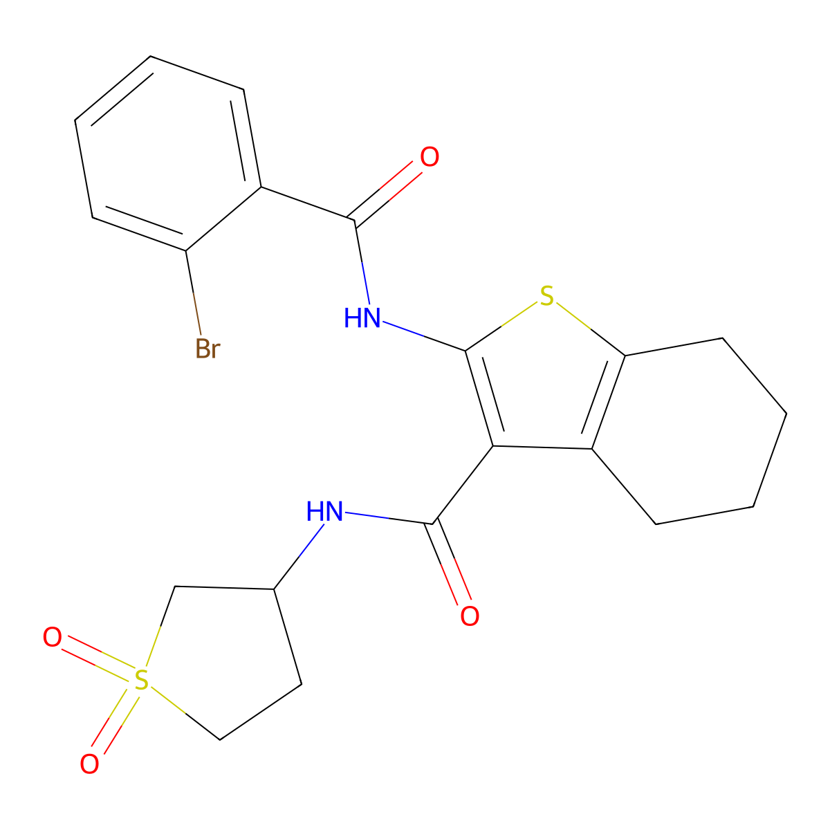 2-[(2-bromobenzoyl)amino]-N-(1,1-dioxidotetrahydro-3-thienyl)-4,5,6,7-tetrahydro-1-benzothiophene-3-carboxamide molecular structure, CAS 618079-15-5