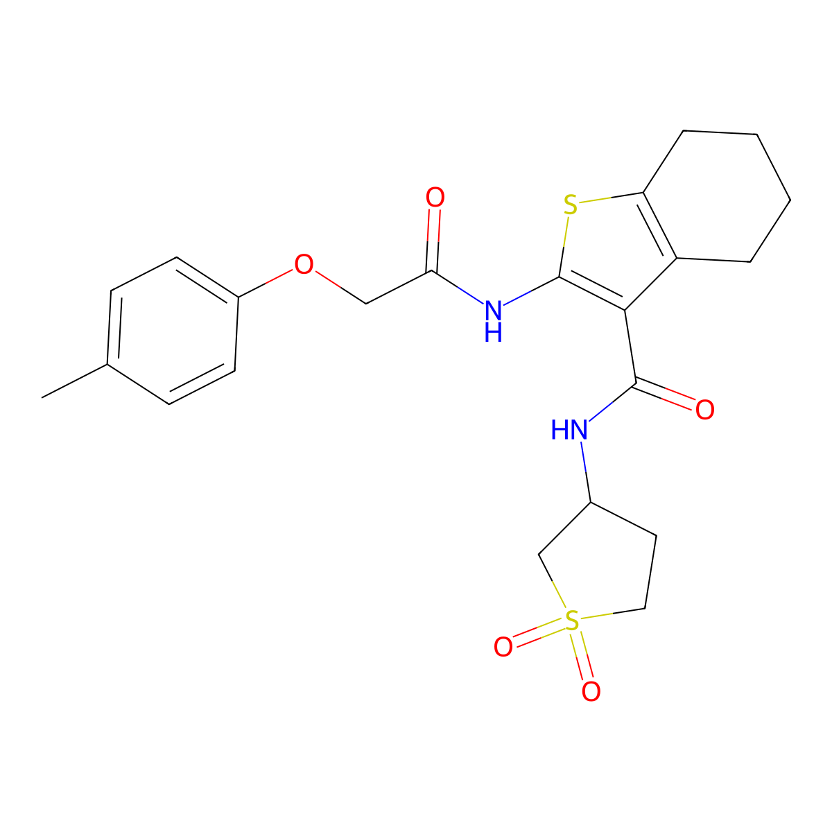 N-(1,1-dioxidotetrahydrothiophen-3-yl)-2-{[(4-methylphenoxy)acetyl]amino}-4,5,6,7-tetrahydro-1-benzothiophene-3-carboxamide molecular structure, CAS 618079-18-8