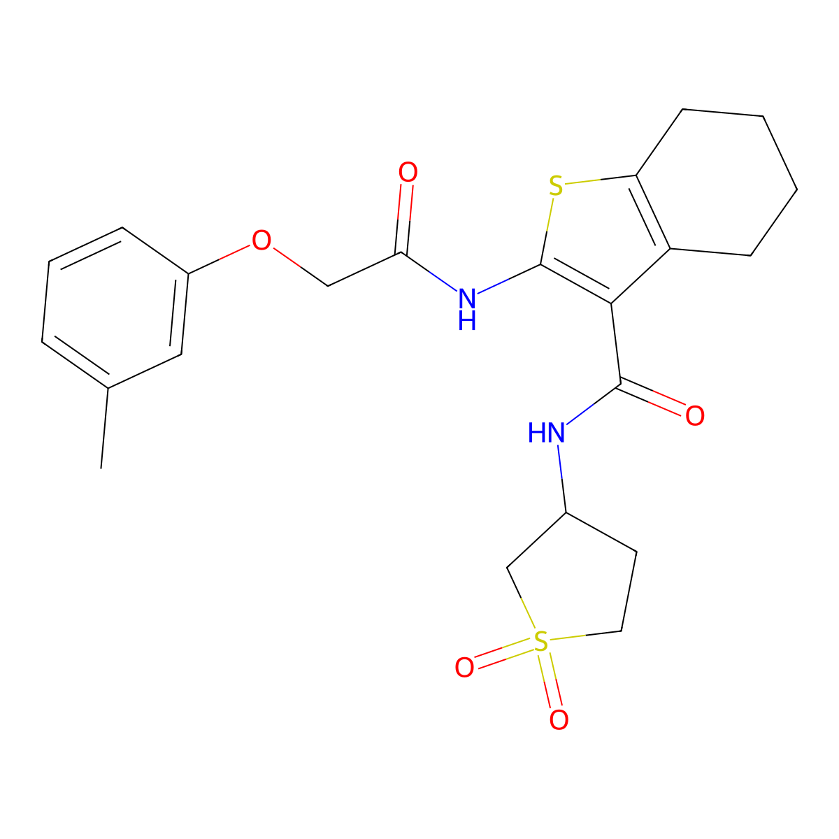 N-(1,1-dioxidotetrahydrothiophen-3-yl)-2-{[(3-methylphenoxy)acetyl]amino}-4,5,6,7-tetrahydro-1-benzothiophene-3-carboxamide molecular structure, CAS 618079-21-3