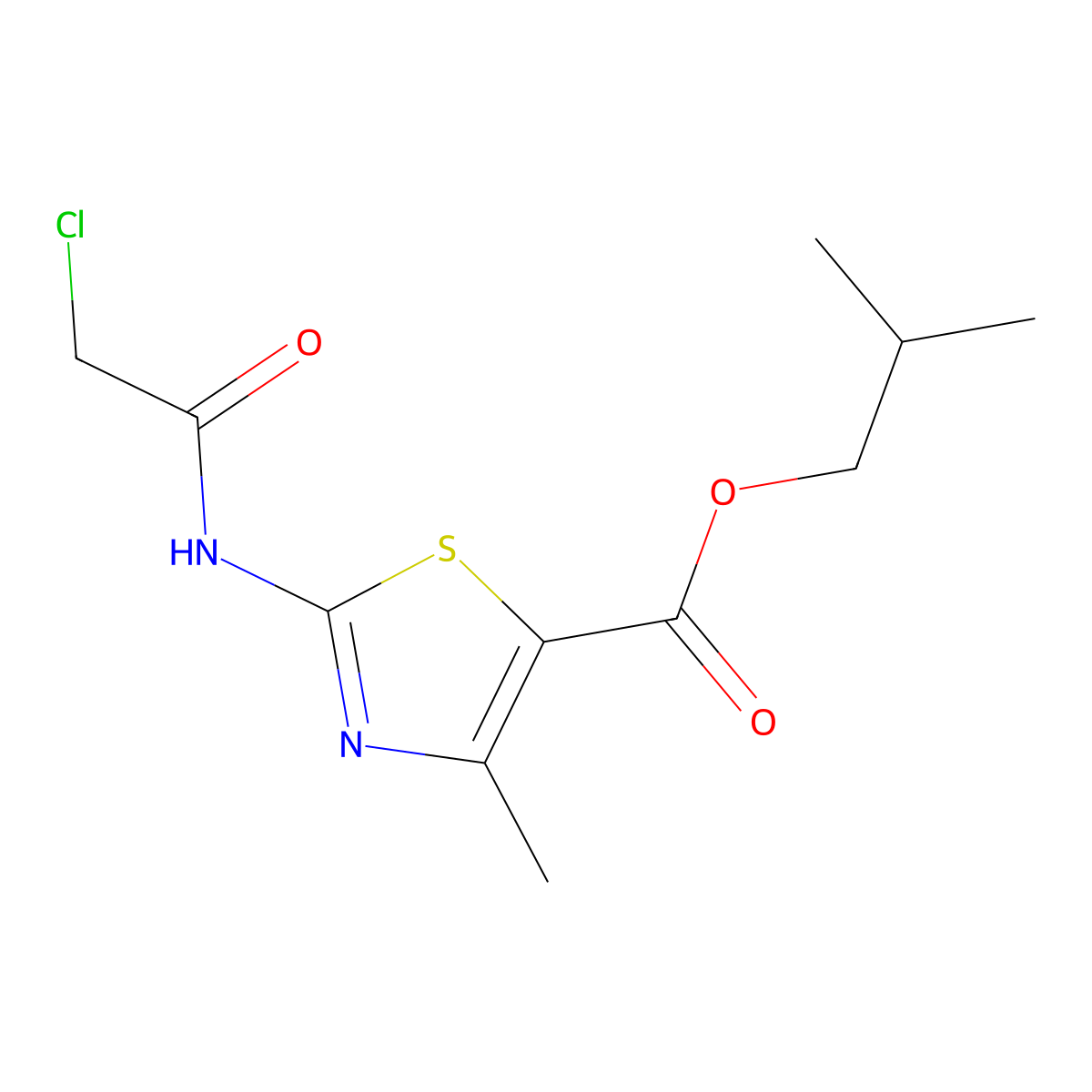 Isobutyl 2-(2-chloroacetamido)-4-methylthiazole-5-carboxylate molecular structure, CAS 618079-27-9