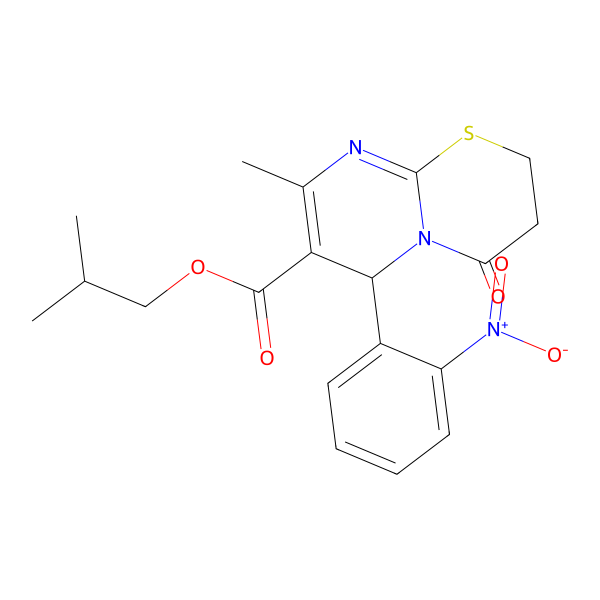 Isobutyl 8-methyl-6-(2-nitrophenyl)-4-oxo-2,3,4,6-tetrahydropyrimido[2,1-b][1,3]thiazine-7-carboxylate molecular structure, CAS 618080-13-0
