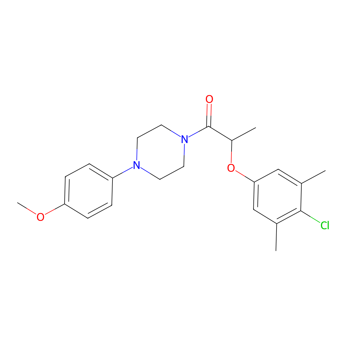 2-(4-Chloro-3,5-dimethylphenoxy)-1-[4-(4-methoxyphenyl)piperazin-1-yl]propan-1-one molecular structure, CAS 618080-14-1