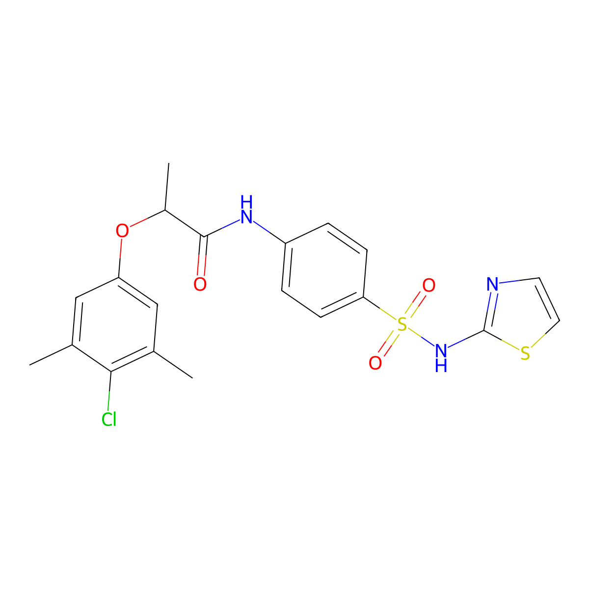 2-(4-chloro-3,5-dimethylphenoxy)-N-[4-(1,3-thiazol-2-ylsulfamoyl)phenyl]propanamide molecular structure, CAS 618080-23-2