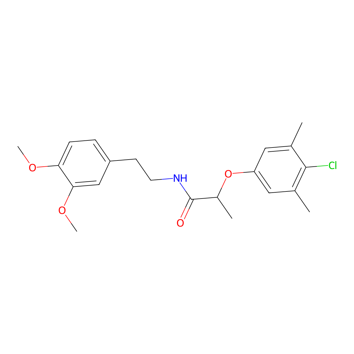 2-(4-chloro-3,5-dimethylphenoxy)-N-[2-(3,4-dimethoxyphenyl)ethyl]propanamide molecular structure, CAS 618080-26-5