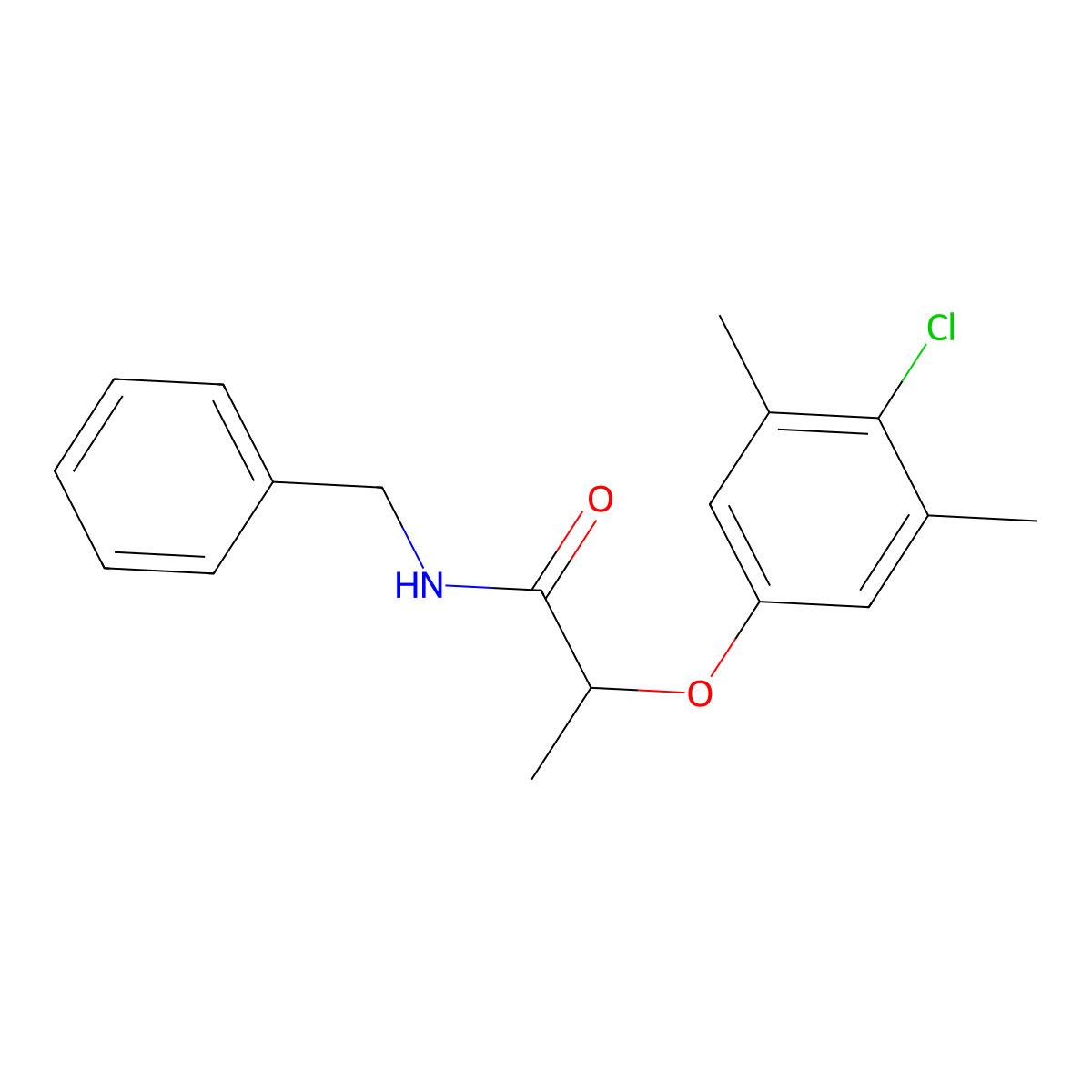 N-benzyl-2-(4-chloro-3,5-dimethylphenoxy)propanamide molecular structure, CAS 618080-29-8