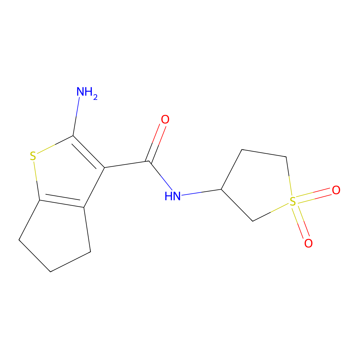 2-amino-N-(1,1-dioxidotetrahydrothiophen-3-yl)-5,6-dihydro-4H-cyclopenta[b]thiophene-3-carboxamide molecular structure, CAS 618081-00-8