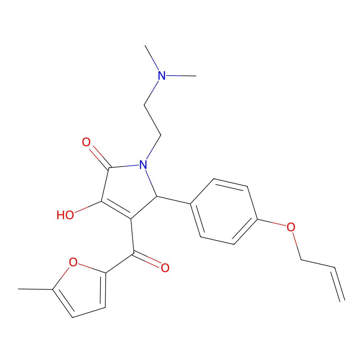 5-(4-(allyloxy)phenyl)-1-(2-(dimethylamino)ethyl)-3-hydroxy-4-(5-methylfuran-2-carbonyl)-1H-pyrrol-2(5H)-one molecular structure, CAS 618084-78-9