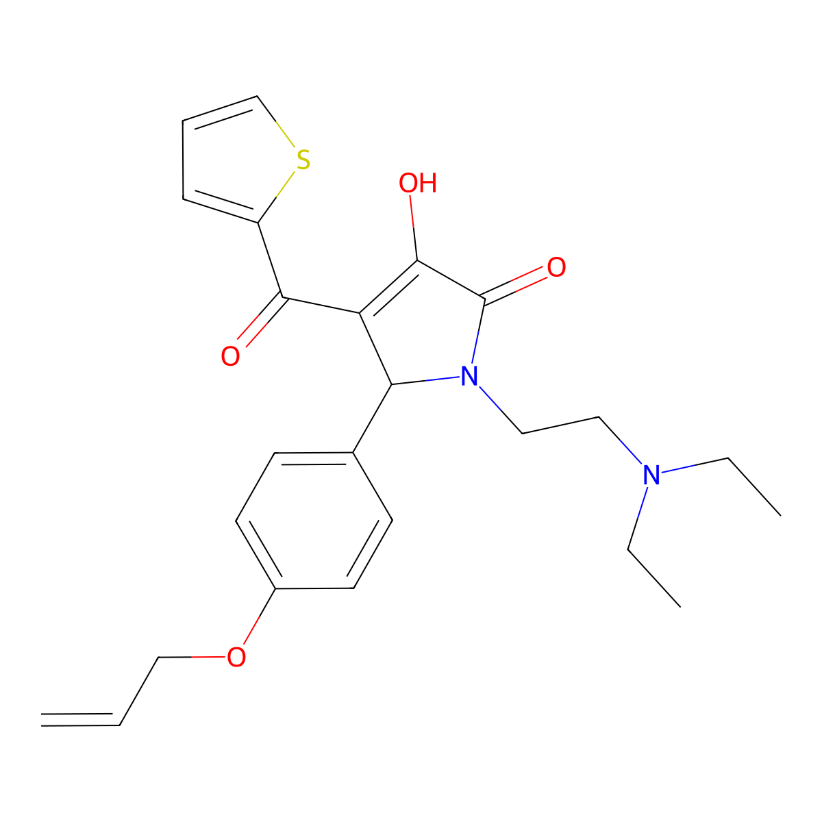 5-(4-(allyloxy)phenyl)-1-(2-(diethylamino)ethyl)-3-hydroxy-4-(thiophene-2-carbonyl)-1H-pyrrol-2(5H)-one molecular structure, CAS 618087-66-4