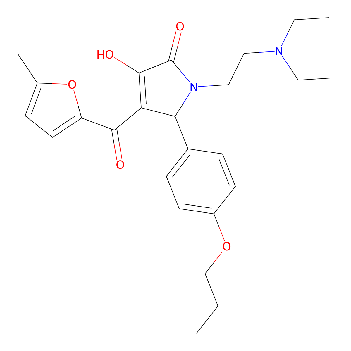 1-(2-(diethylamino)ethyl)-3-hydroxy-4-(5-methylfuran-2-carbonyl)-5-(4-propoxyphenyl)-1H-pyrrol-2(5H)-one molecular structure, CAS 618089-30-8