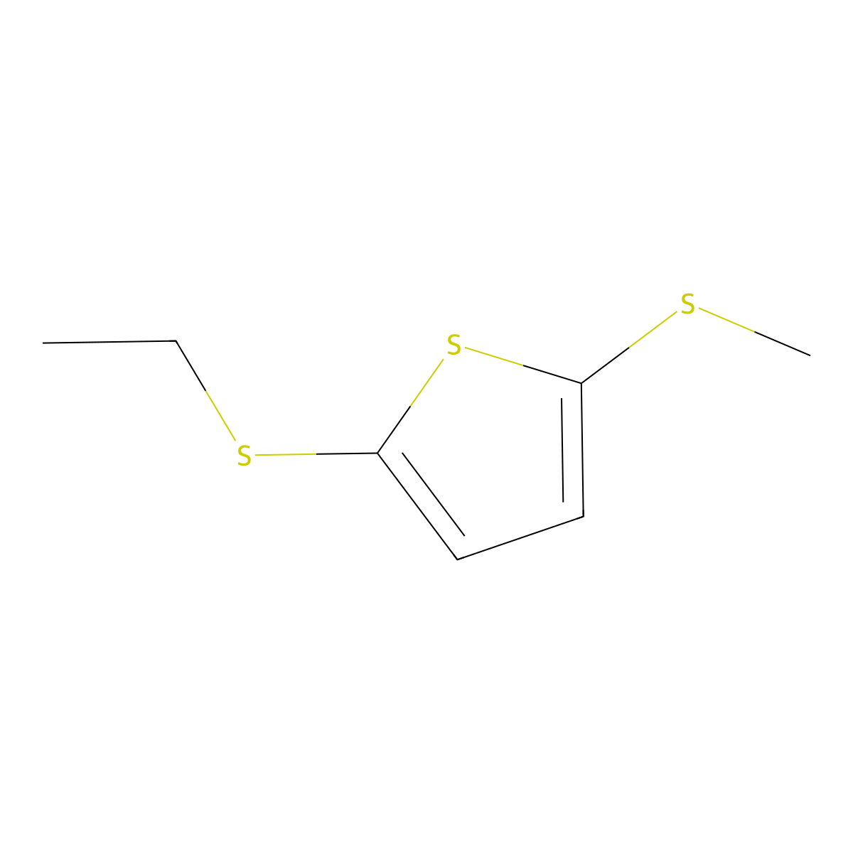 Thiophene, 2-(ethylthio)-5-(methylthio)- molecular structure, CAS 61809-22-1