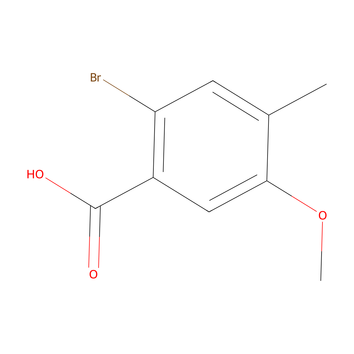 2-Bromo-5-methoxy-4-methylbenzoic acid molecular structure, CAS 61809-40-3