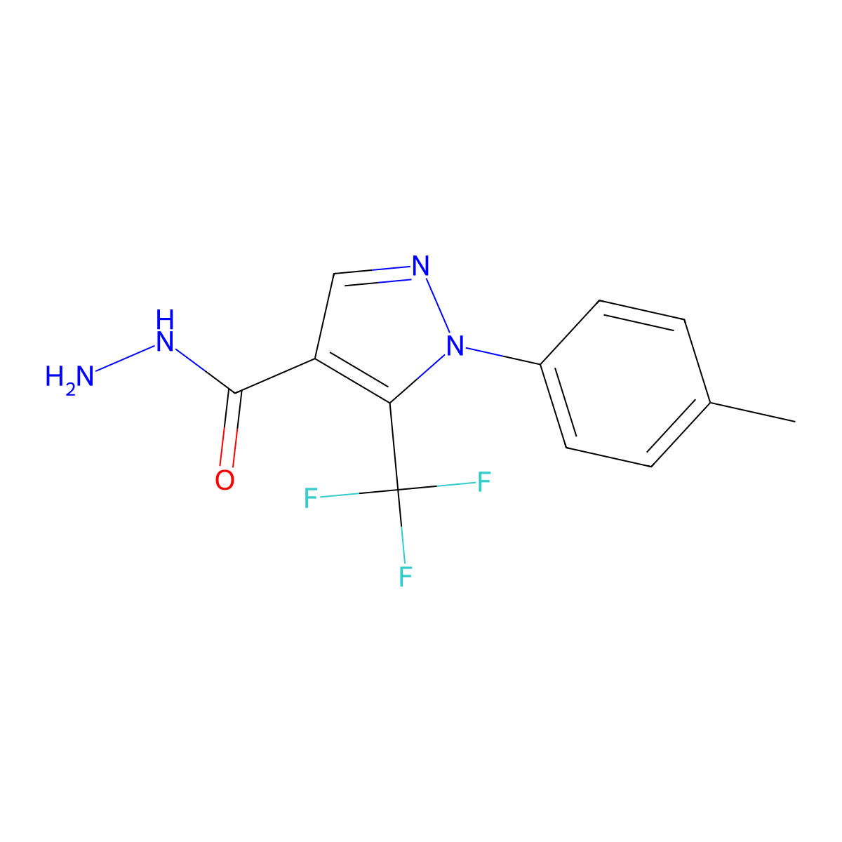1-(4-Methylphenyl)-5-(trifluoromethyl)-1H-pyrazole-4-carbohydrazide molecular structure, CAS 618090-91-8