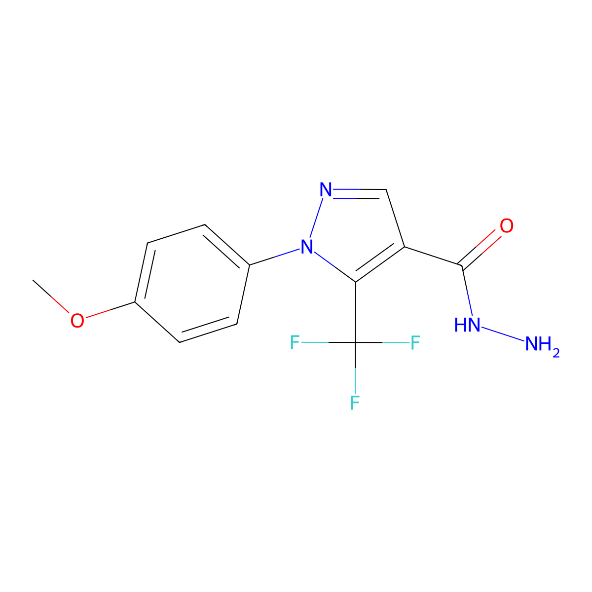 1-(4-Methoxyphenyl)-5-(trifluoromethyl)-1H-pyrazole-4-carbohydrazide molecular structure, CAS 618090-93-0