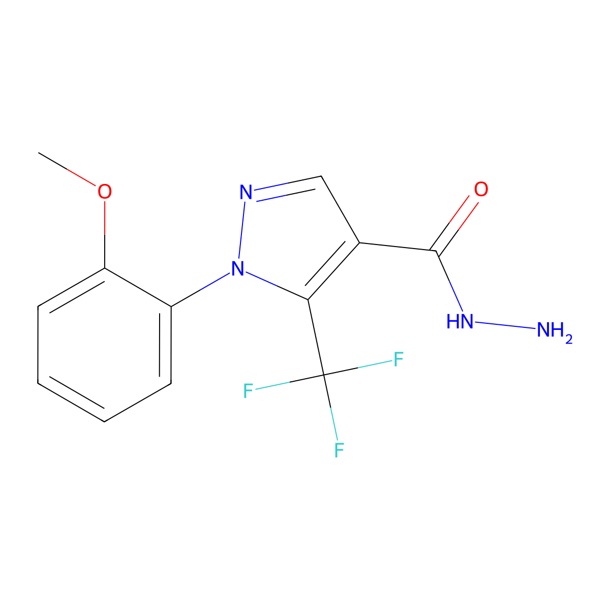 1-(2-Methoxyphenyl)-5-(trifluoromethyl)-1H-pyrazole-4-carbohydrazide molecular structure, CAS 618091-02-4